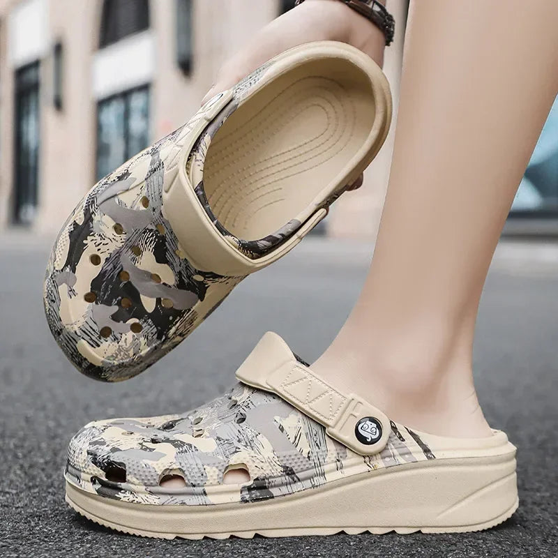 Summer Men's Slippers Camo Outdoor Clog Beach Sandals