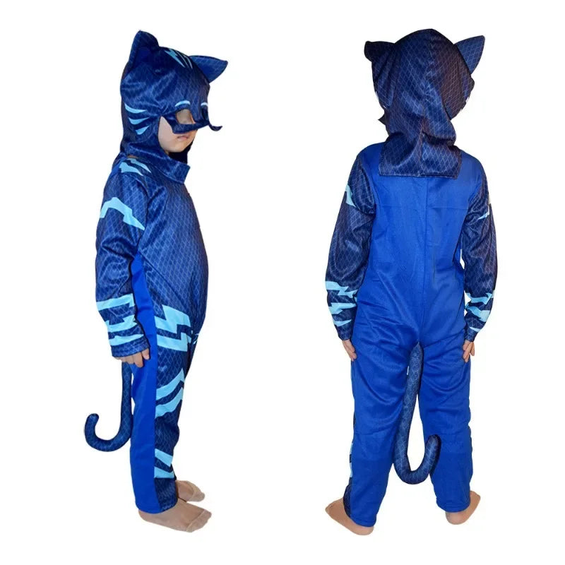 Hot Anime Blue Pajama Boys Girls Cat Dog Boy Hero Costume with Mask