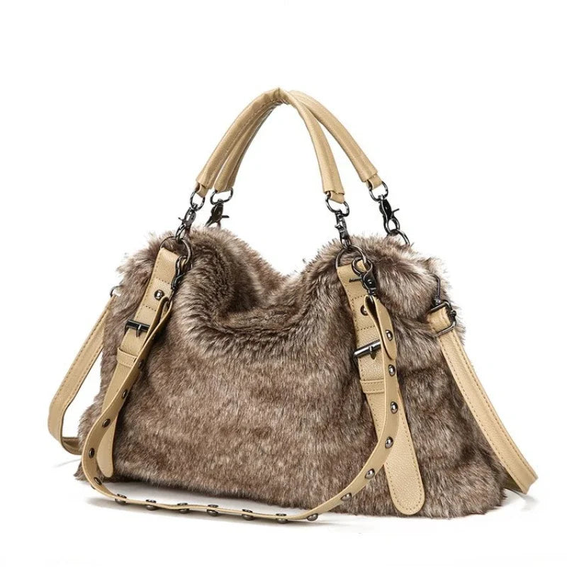 Plush Bag Crossbody Bags for Women Trendy Versatile Fur Purse and Handbag