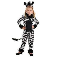 Black Toddler Girls's Zebra Costume Child Sassy Stripes Animal Onesie Halloween Costume Dress