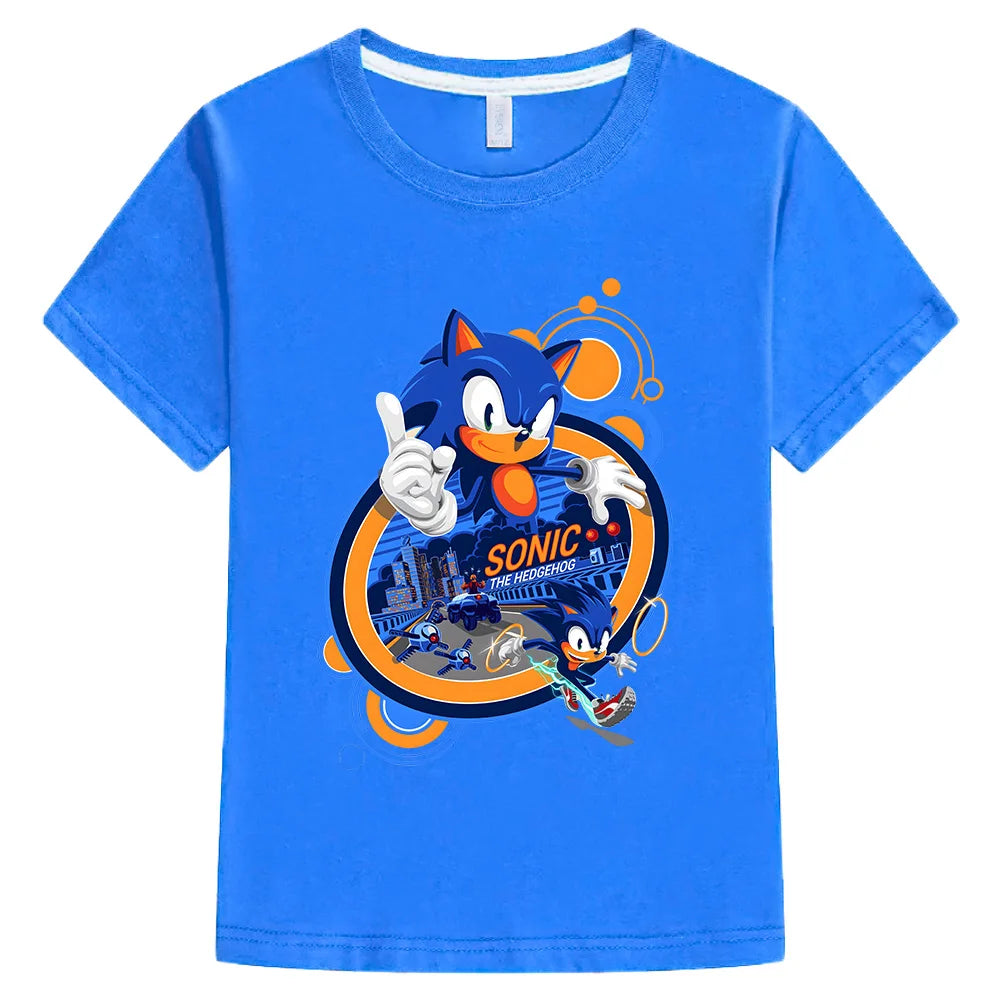 Sonic The Hedgehog 3 Cotton T-shirts Children Fashion Casual Top Boys Girls Short Sleeve Tees Cool Kids Essential Tshirt Clothes