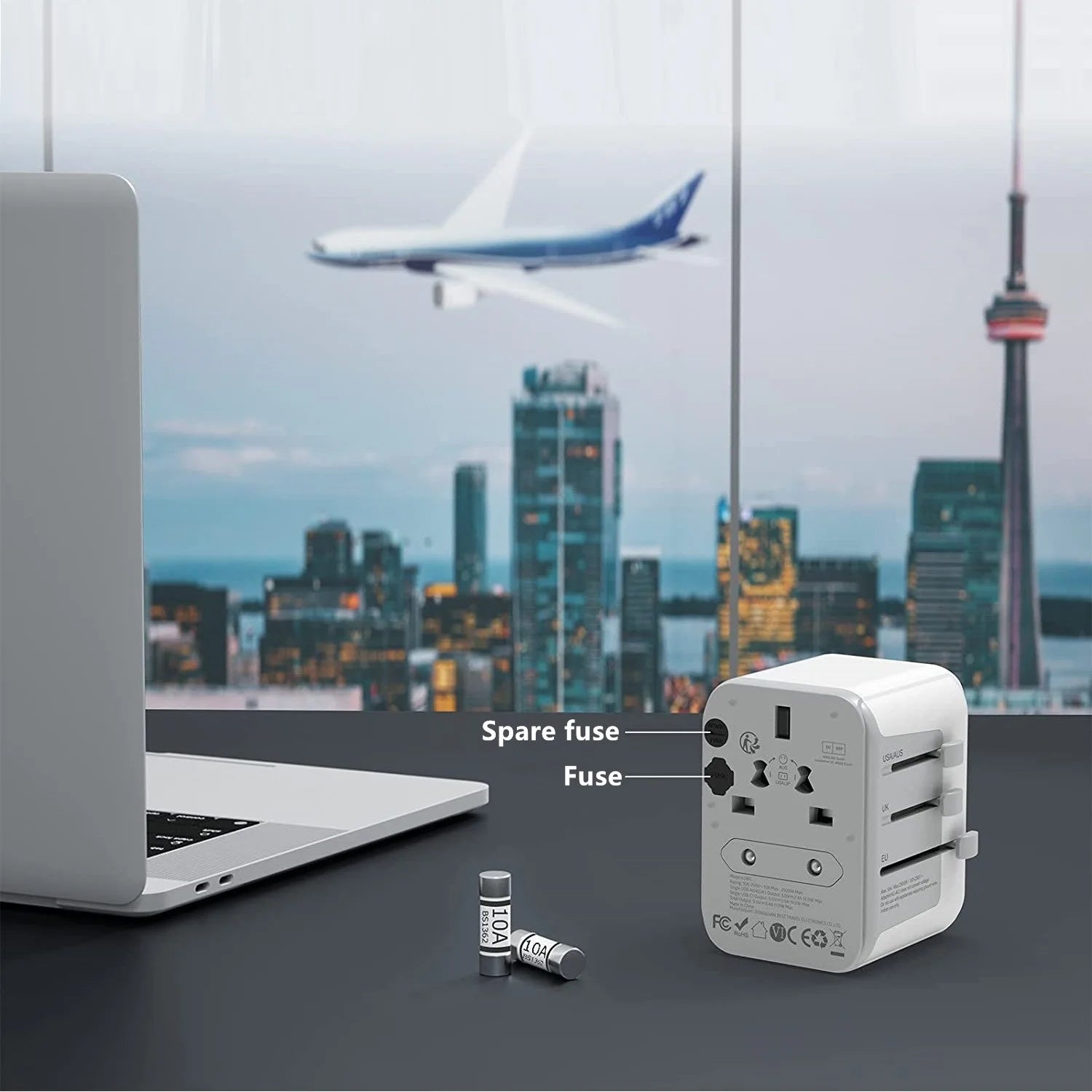 TESSAN Universal Travel Adapter with USB Port and Type C, Worldwide Power Adapter