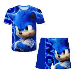 Summer New T-shirts Boys Sonics T-shirt Shorts 2 Pcs Sets Kids Boys Anime T Shirt Summer Children Baby Clothes Sets