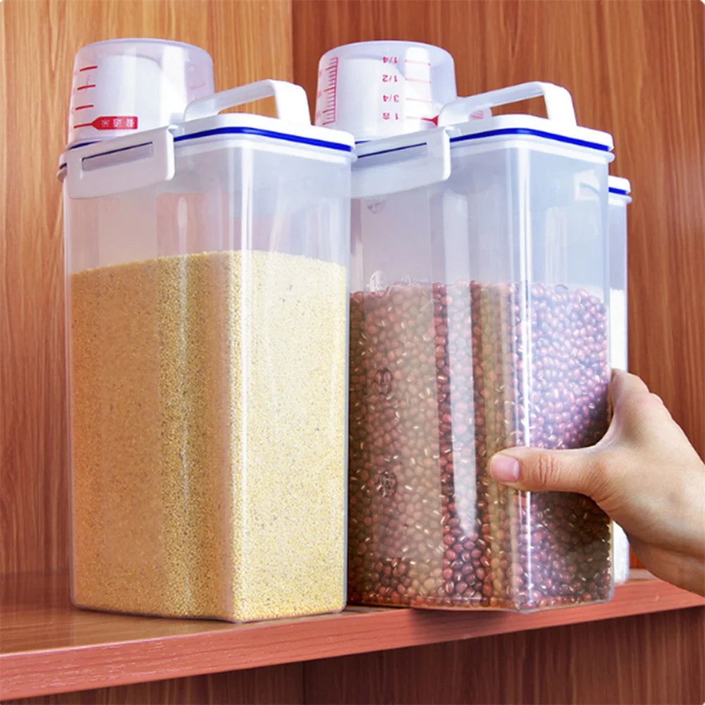 Plastic Cereal Dispenser Storage Box Kitchen Food Grain Rice Container