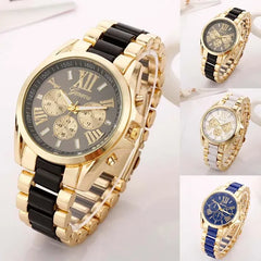 Luxury Men Watch False Triple Eye Golden Steel Male Quartz Watch