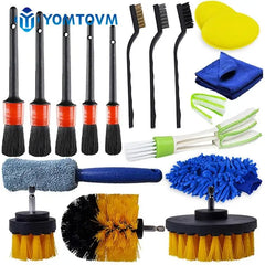 Brush Set Non-slip Rubber Handle Detail Brush Kit for Car Interior Exterior Air Vents Clean Accessories