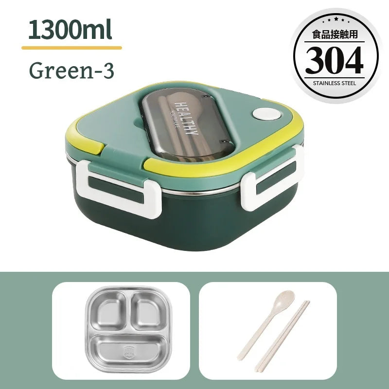 Cute Lunch Box for Kids Compartments Microwave Bento Lunch Box with Fork Spoon Microwave Food Storage Container Outdoor Picnic