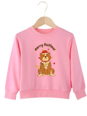 Cartoon Christmas Sweatshirt for Kids Cute Dog Print Happy Festival Boy Girl Clothes