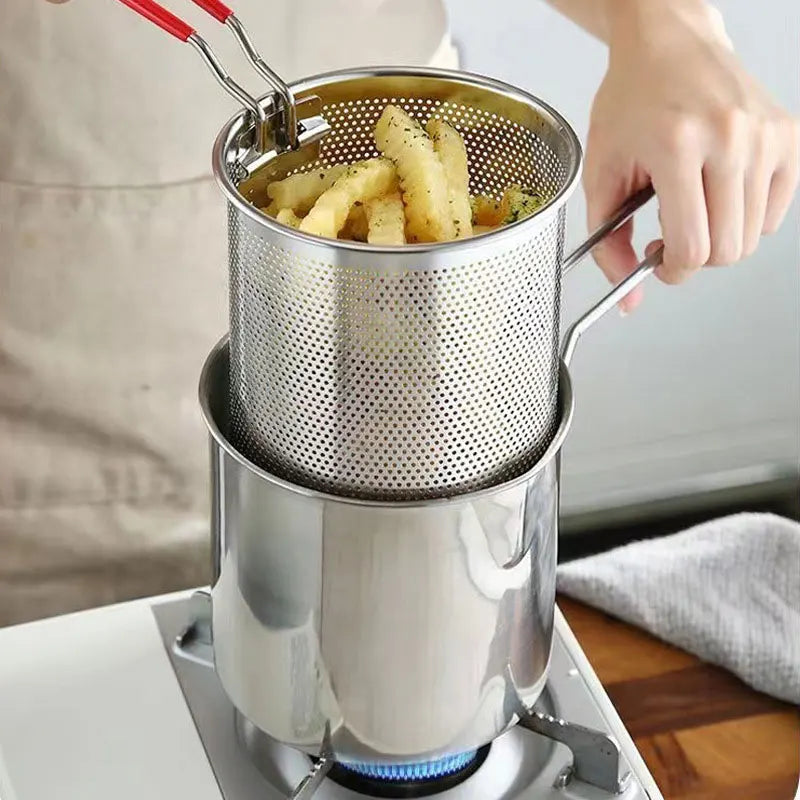 Stainless Steel Deep Frying Pot Tempura French Fries Fryer Strainer