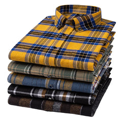 Spring New Casual Plaid Shirt Men Slim Fit Cotton Wool Male Long Sleeve Shirts Men Fashion Coat