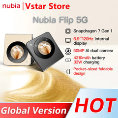 Global Version Nubia Flip Snapdragon 7 Gen1 6.9-inch AMOLED 2790*1188 4310mAh Type-C 50MP AI Dual Camera 5G Camera Phone NFC