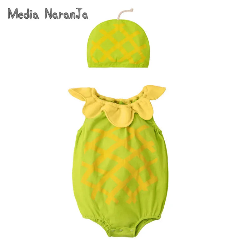 summer baby boys girls unisex fruit type hat with bodysuit infant toddler cotton cute jumpsuit photography outfits