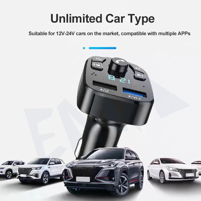 Wireless Car kit Handfree Dual USB Car Charger Bluetooth5.0 FM Transmitter MP3 Music Player Modulator Audio Adapter Car Charger