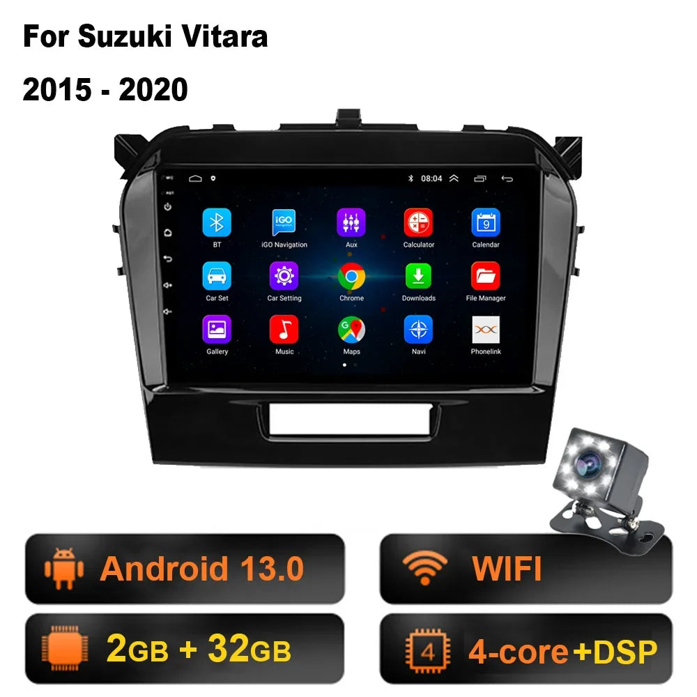 DSP 8 Core Android 13 Multimedia DVD Player For Suzuki Vitara 2017 2018 2019 2020 Autoradio GPS Navigation Car Radio Stereo