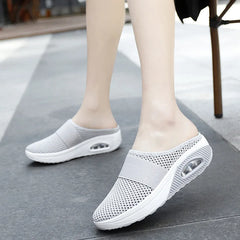 Orthopedic Diabetic Ladies Platform Mules Mesh Lightweight Slippers Wedge Female Sneaker