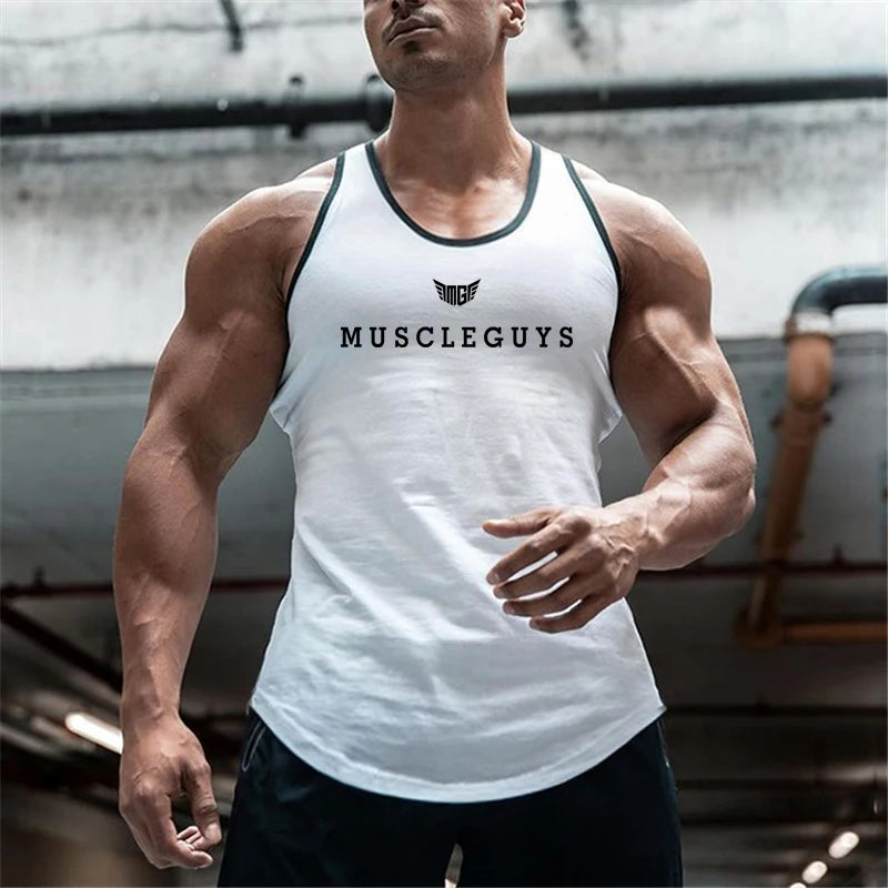 Men's Slim Fit Sleeveless Cotton Shirt Muscle Guys Bodybuilding Workout Tank Tops