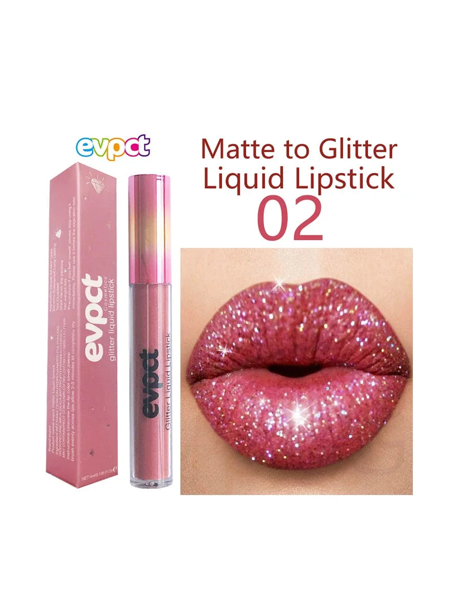 Waterproof Diamond Lip Gloss 13 Color Shimmer Glitter Matte Lipstick Long Lasting Non-stick Cup Pearl Velvet Lipgloss Lip Makeup