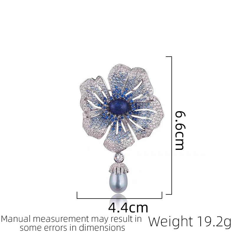 Copper Micro Inlaid Cubic Zirconia Five-Leaf Brooch  Female Accessories