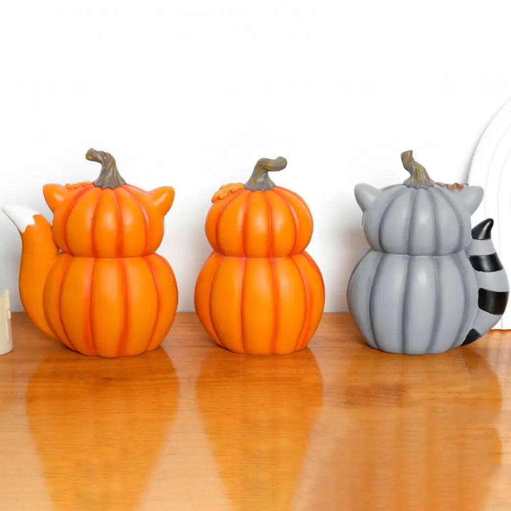 Cartoon Figurine Pumpkin Raccoon Decor Whimsical Halloween Pumpkin Figurines