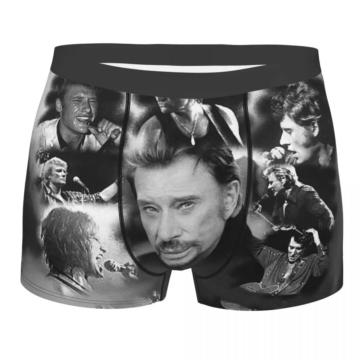 Custom Male Fashion Johnny Hallyday Underwear French Singer Rock Music Boxer Briefs Soft Shorts Panties Underpants