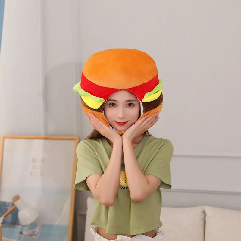 Food Hat Hamburger Fries Chips Cap Costume Cosplay Carnival Dress