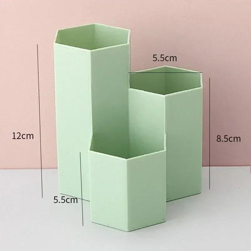 Simple Transparent Frosted Honeycomb Pen Holder Large Capacity Multi-functional Desk Stationery Storage