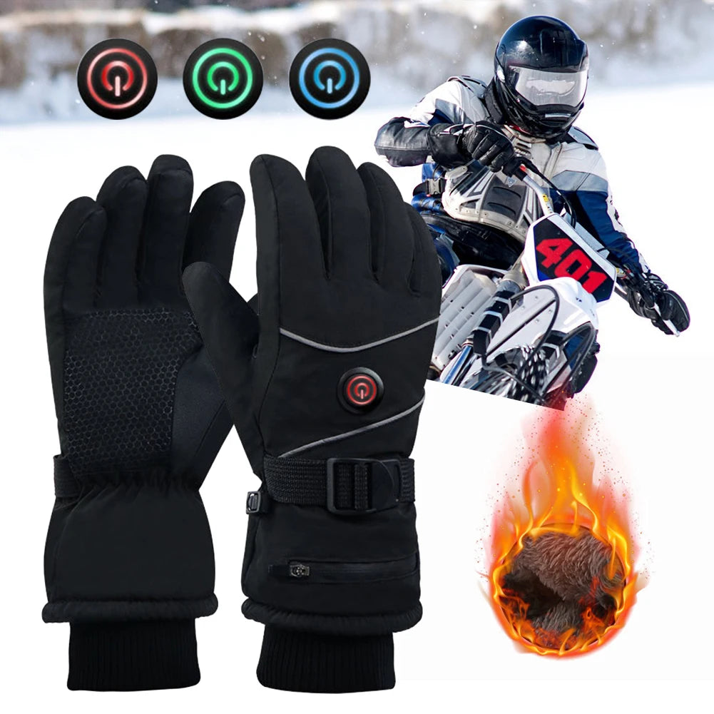 DC Rechargeable Heating Thermal Gloves Heated Gloves Winter Ski Gloves Touch Screen for Cycling Running Driving Hiking Walking