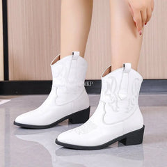 Square Heel Autumn Winter Long Boots Leather