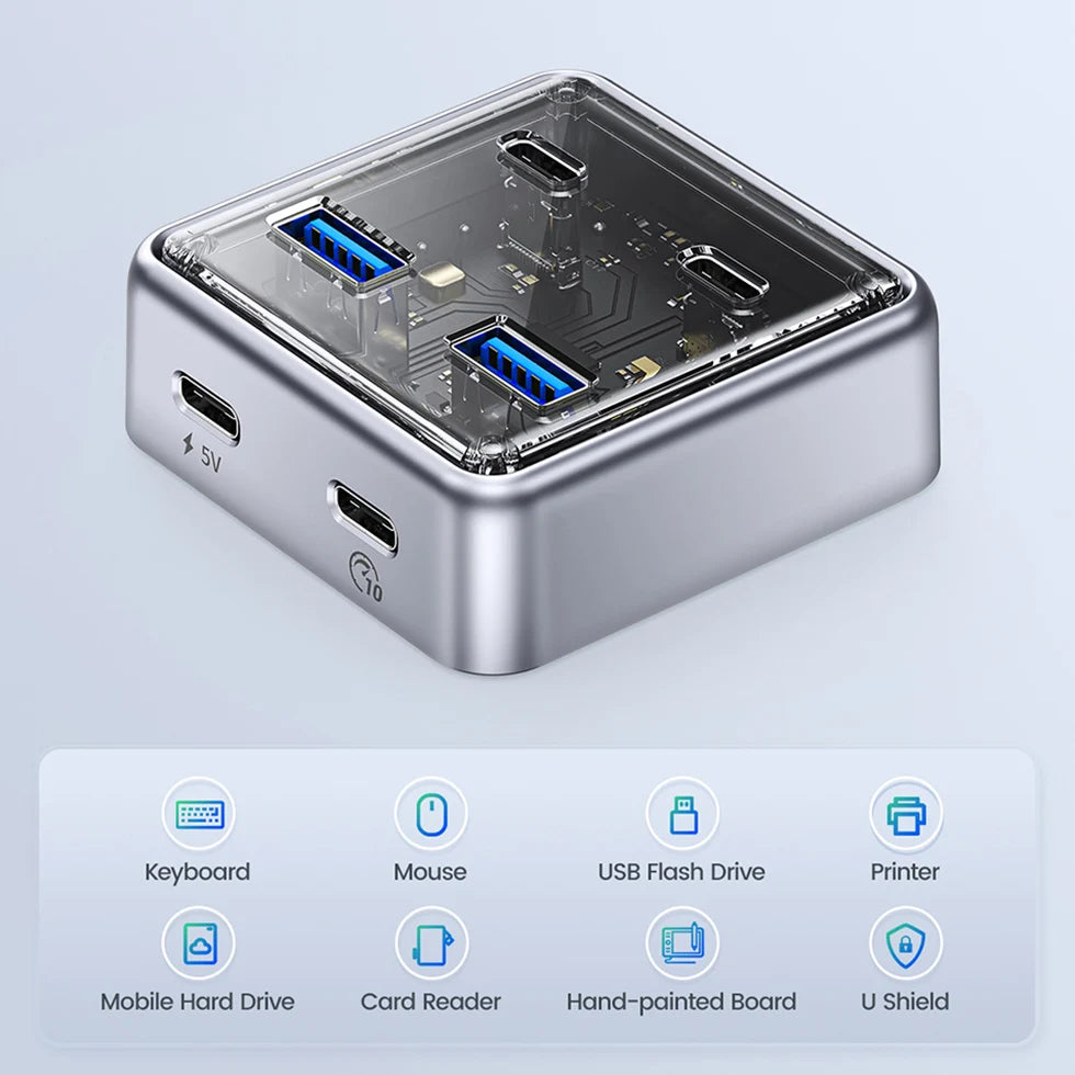 ORICO Multiple USB A Type C Ports Splitter Hub 4 10Gbps USB 3.1 Slot Dock Station