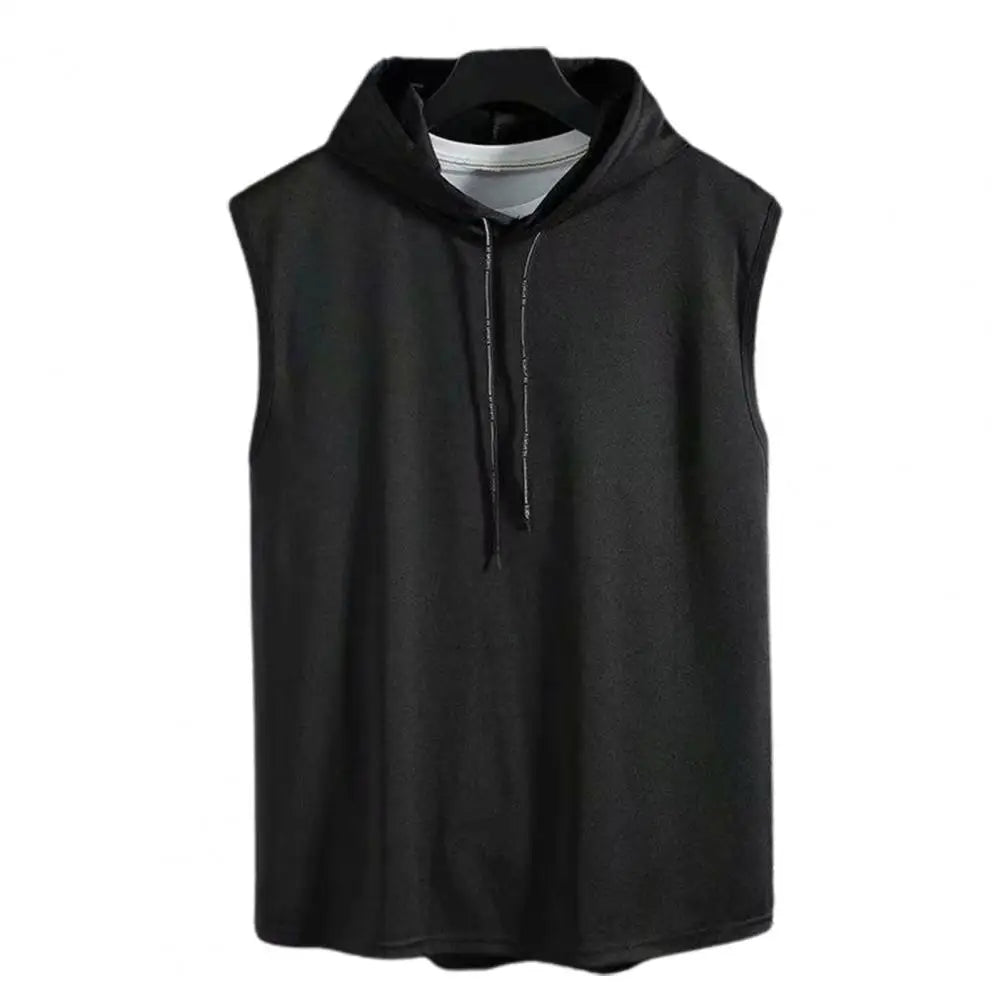 M-3XL Men's Tank Tops Vest Sleeveless Tees Hooded Male T Shirt Gym Exercise Sports Golf  Shirt Korean Style Casual Solid Color