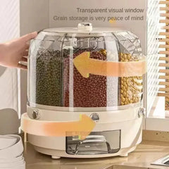 360 Degree Rotating Rice Dispenser Sealed Dry Cereal Grain Bucket Dispenser