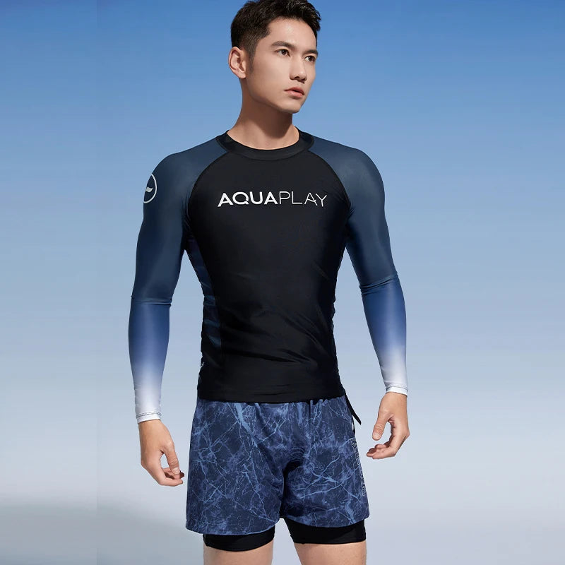 Men‘s Rash Guard Surfing Diving Suits Swimwear Long Sleeve Suit Swimming Surf Clothing