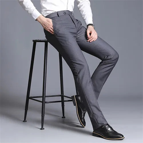 Autumn New Solid Business Casual Suit Pants Men Clothing Simple All Match Formal Wear Office Trousers Straight Men Pants 29-38