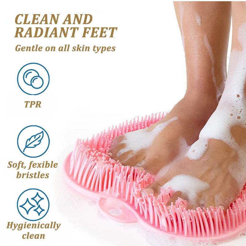 Silicone Rub Back Brush Bathroom Non-slip Wash Foot Pad Massage Shower Mat with Sucker