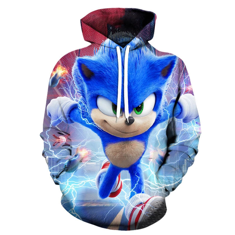 Children's Clothes Sonic 3D Hoodie for Kids Boys and Girls Cartoon Printing Sweatshirt Long Sleeve Spring Autumn Animation