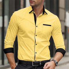 Classic business men's shirt casual breathable solid color long sleeved shirt daily street fashion wearing men's top