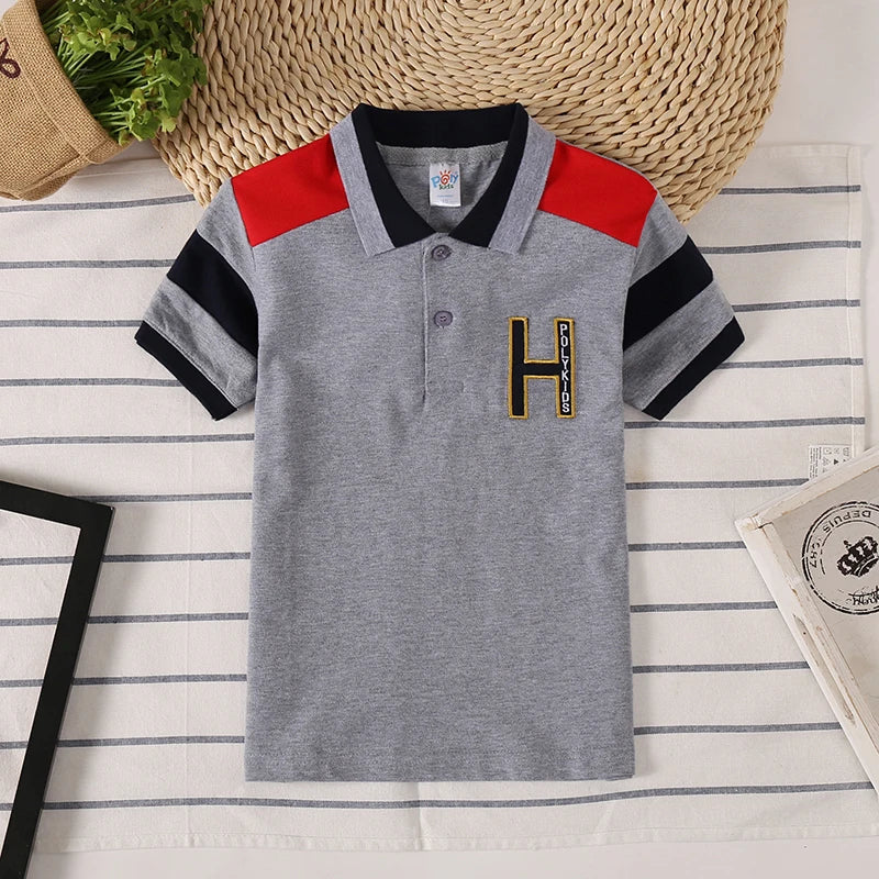 Teens Polo Shirts for Boys Cotton Kids Boy Sports Polo Shirt Tops Lapel Breathable Fabric Tee Children Clothes