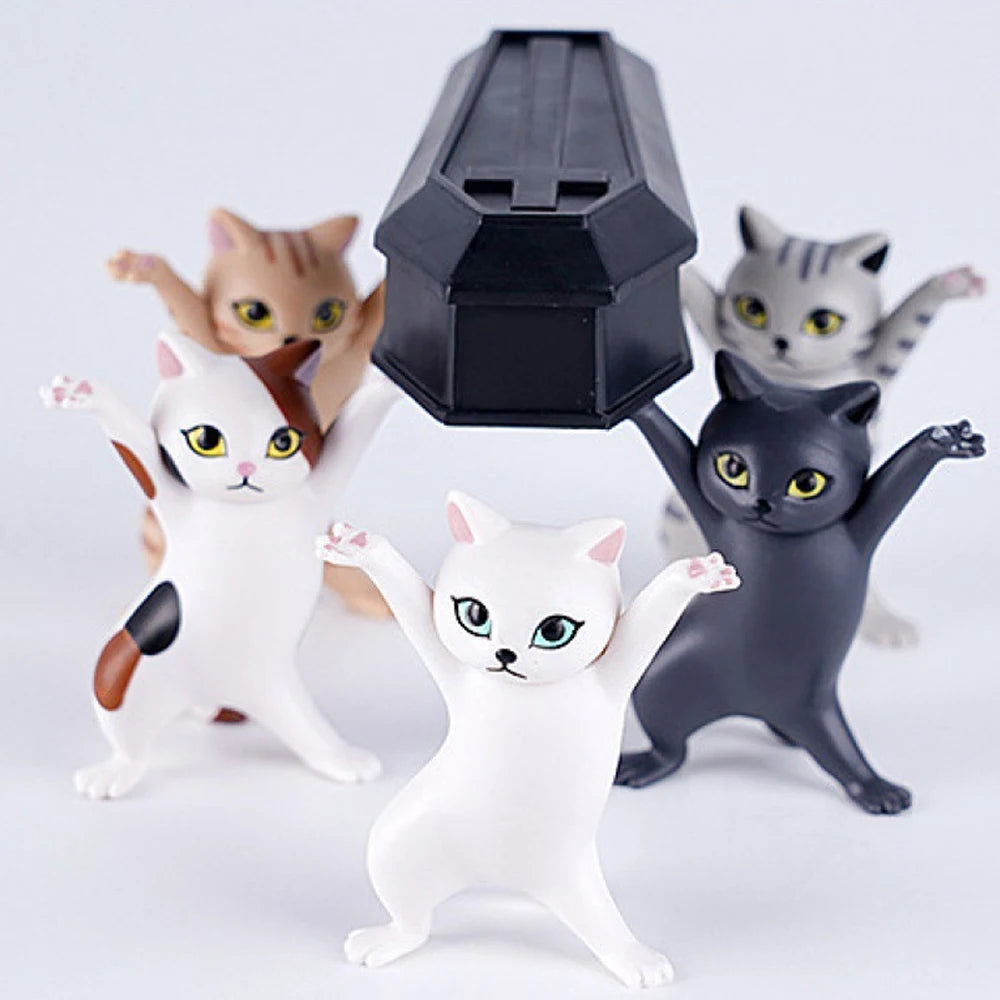 1/5Pc Kawaii Cats Pen Holder Funny Cat Doll Ornaments Plastic Crafts Earphone Support