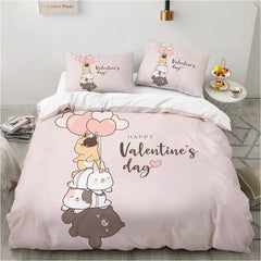 Cute Cartoon Animals Pink Toddler Bedding Set