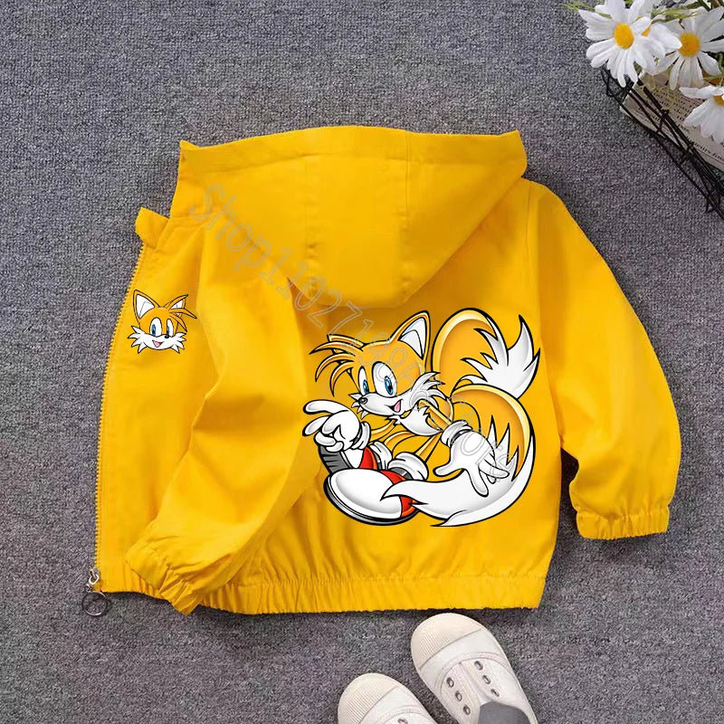 New Sonics Child Spring and Autumn Jacket Boys Girls Clothes Comfortable Cartoon Anime Graphic Print Coats Birthday Party Gifts