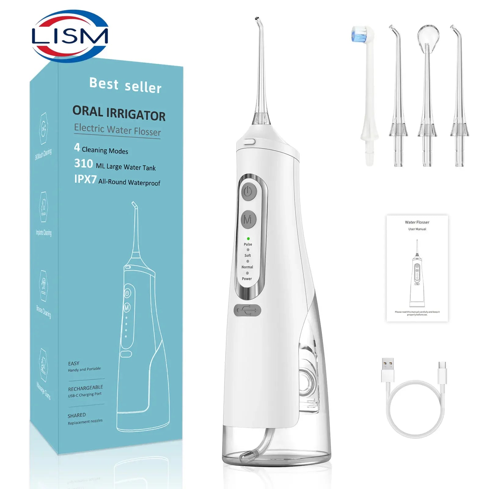 Oral Irrigator USB Rechargeable Water Flosser Portable Dental Water Jet