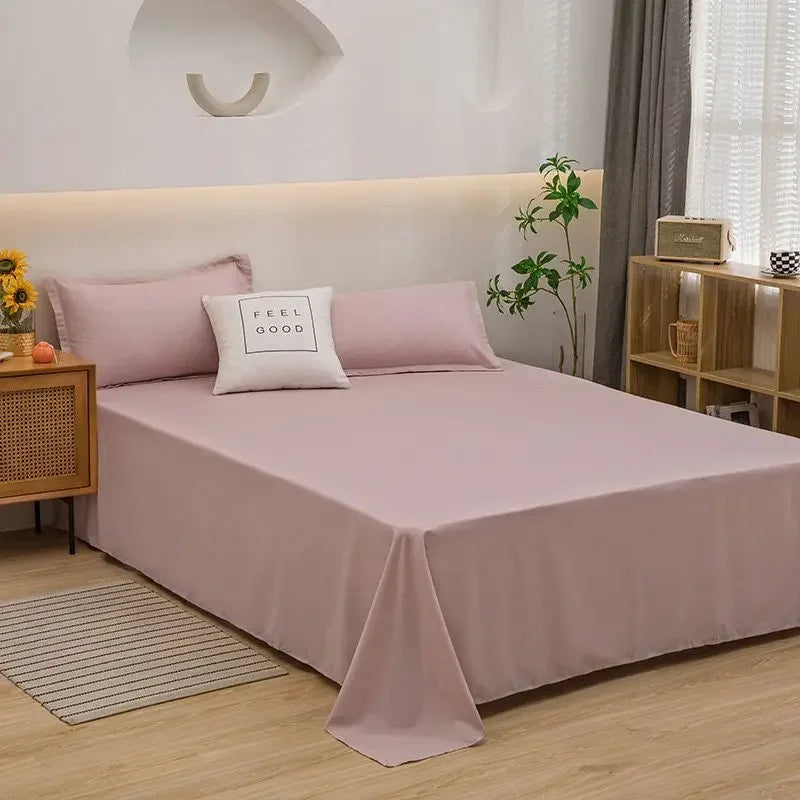 Luxury Bed Sheets Soft Comfortable Cotton Flat Sheet Solid Color Bedsheet