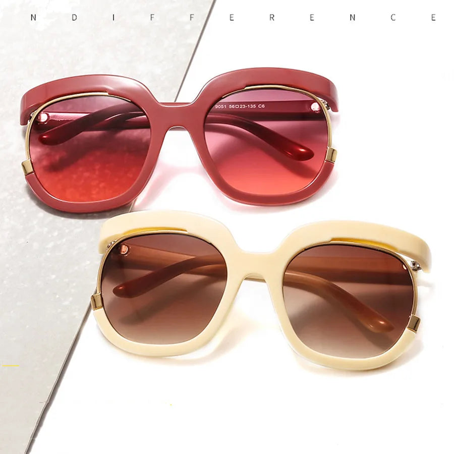 Fashion Round Oversized Sunglasses For Women Men Retro Designer Ladies Sun Glasses