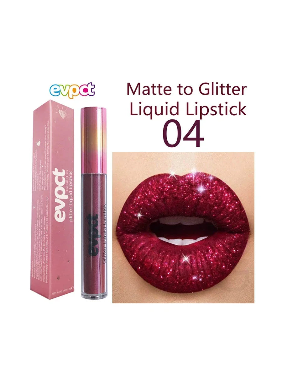 Matte Glitter Liquid Lipsticks Diamond Shiny Lip Gloss Waterproof Long Lasting Pearl Lipgloss Women Lip Tint Makeup Cosmetics