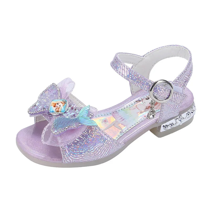 Girls' sandals  summer new girls students show shoes rhinestone bow Children's Princess Shoes