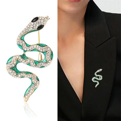 Fashion Vintage Creative Snake Brooch For Women Accessories Retro Crystal Animal Brooches