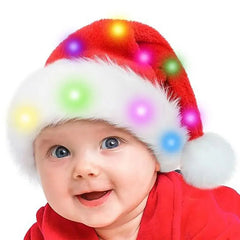 Adults Kids Christmas Hat HLED Christmas Hat Soft Plush Christmas Light-up Hat