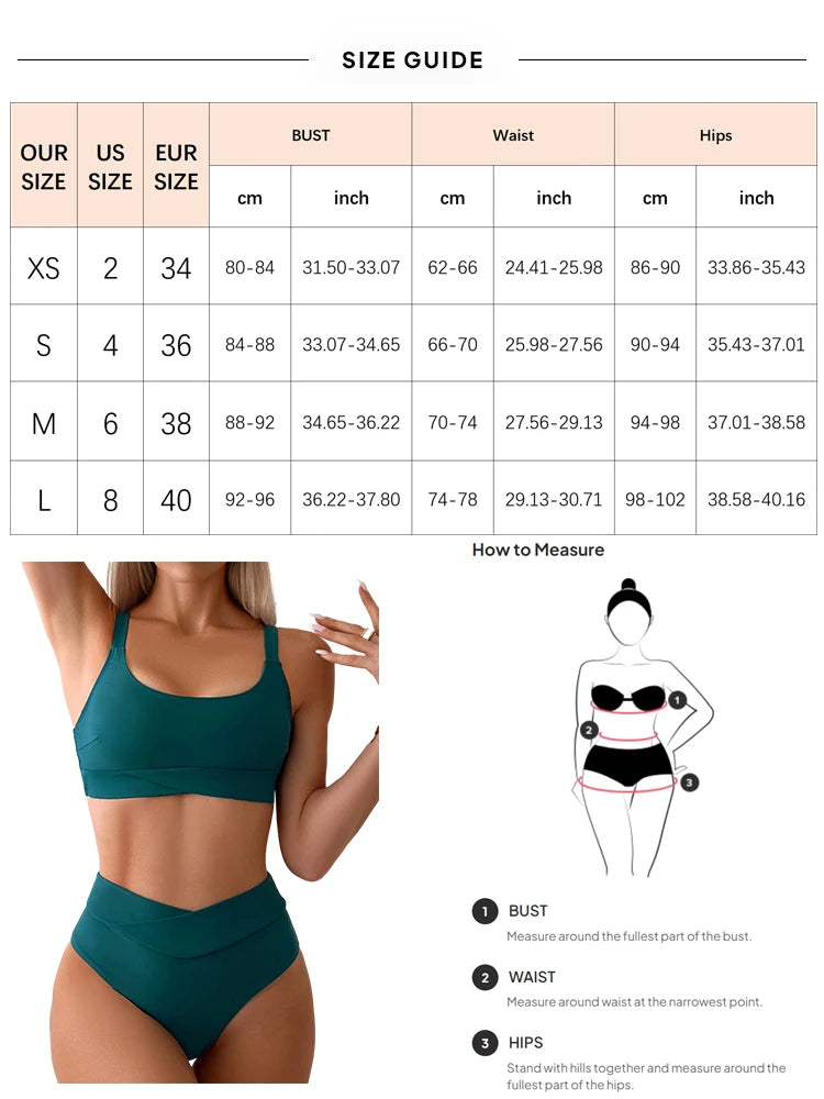 Women's Bikini Sets Two Piece Swimsuit V Cut Bottom Scoop Neck Tank Top Padded Push Up Bikinis Set