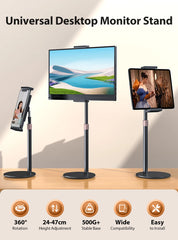 Rotating Portable Monitor Stand Height Adjustable Vesa Monitor Tablet Free Standing Low Profile Desk Mount up to 17.3"