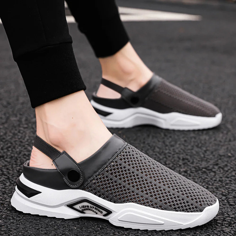 Mens Beach Sandals Arch Support Walking Shoes Breathable Mesh Garden Shoes for Beach Indoor Outdoor